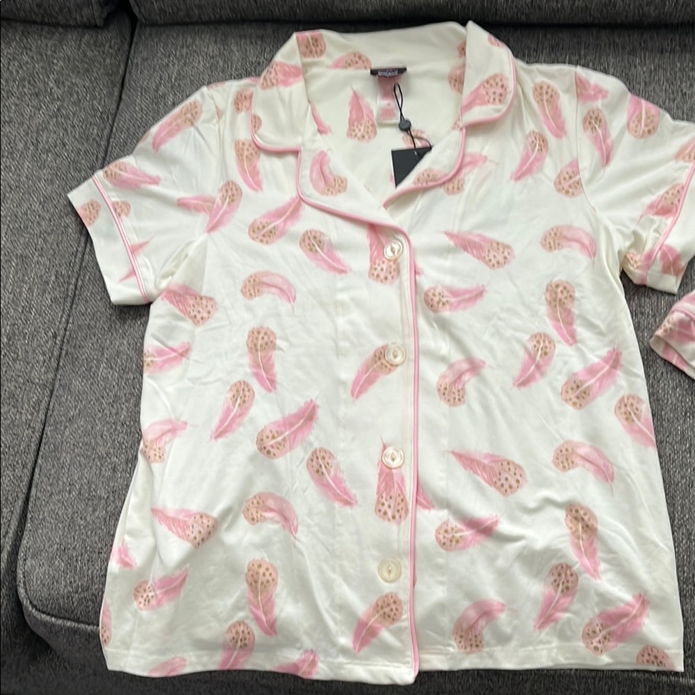 BedHead Pink Feather Print Shorty PJ set